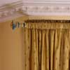 traditional cornice and curtain with glazed wall